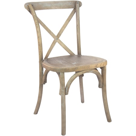 Flash Furniture Advantage Medium Natural With White Grain X-Back Chair, PK2 X-BACK-MOWG-2